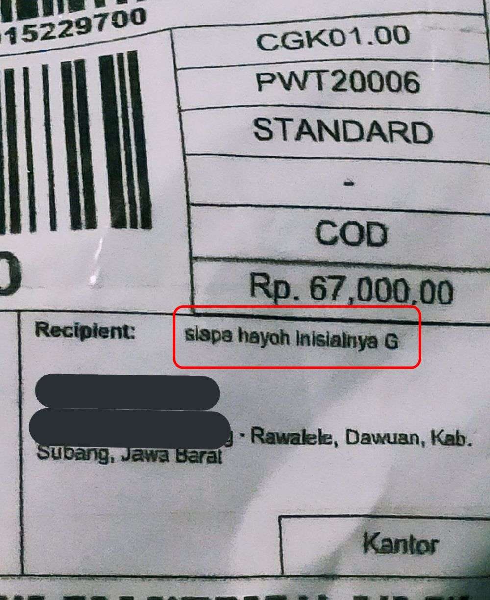 nama penerima nyeleneh inisialnya G