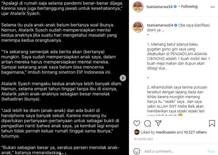 Klarifikasi Tsania Marwa