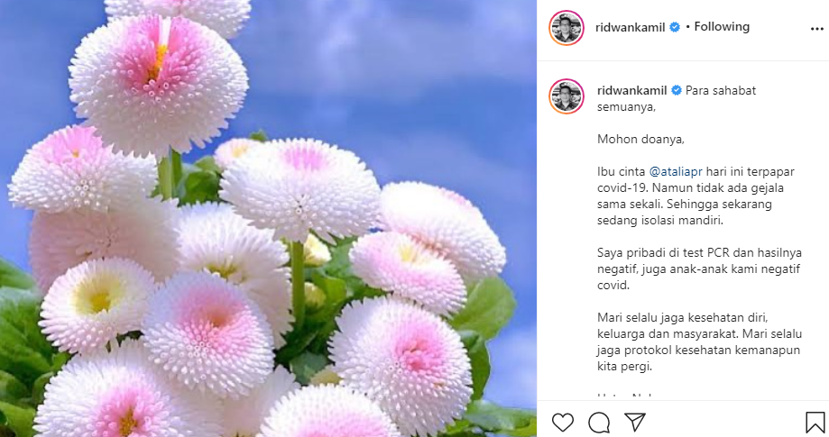 Postingan Instagram Ridwan Kamil