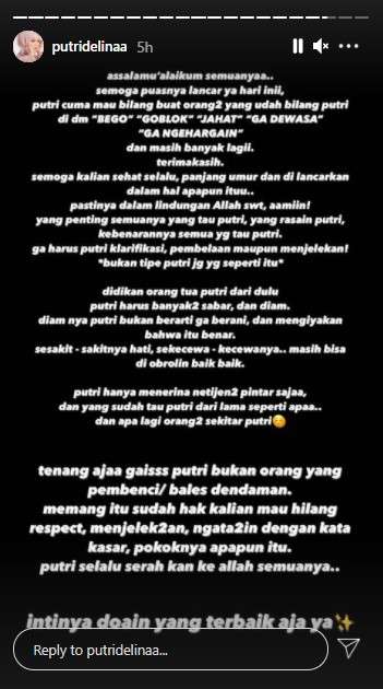 Curhatan Putri Delina
