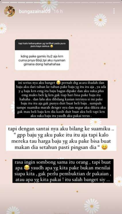 Bunga Zainal soal baju