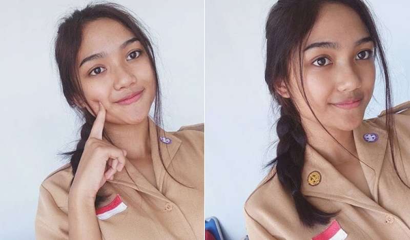 Marion Jola Memakai Seragam Pramuka saat SMA
