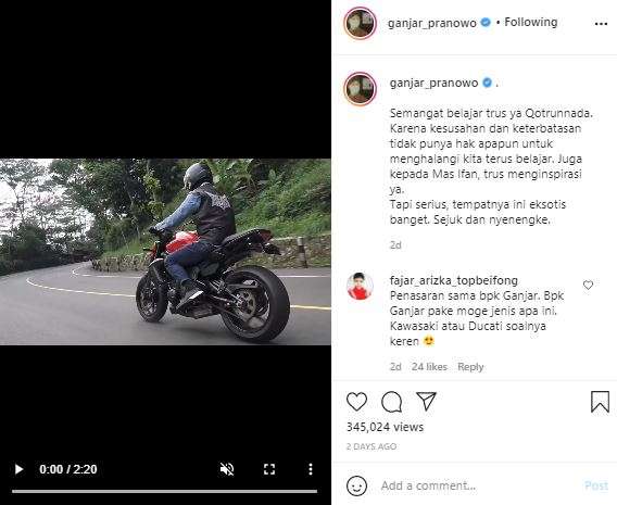 Gubernur Jawa Tengah, Ganjar Pranowo, blusukan dengan motor gede
