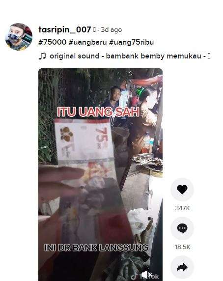 Pedagang sate tak mau terima uang Rp75 ribu.