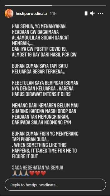 Hesti Purwadinata  positif covid 19