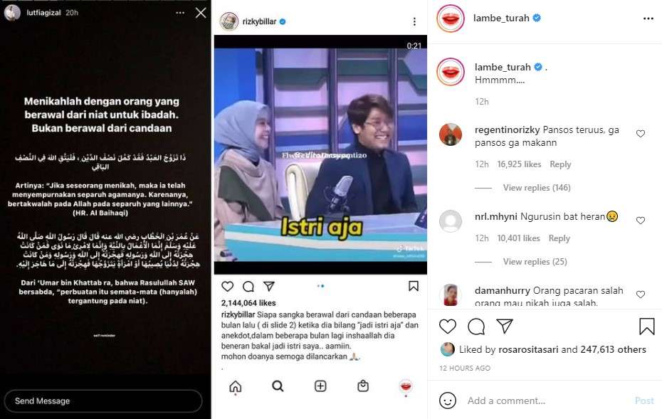 Lutfi Agizal sindiri Rizky Billar panen hujatan