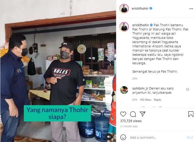 Menteri BUMN, Erick Thohir, bertemu dengan `kembarannya`.