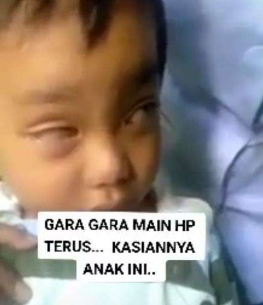 Matanya hanya terlihat putihnya saja.