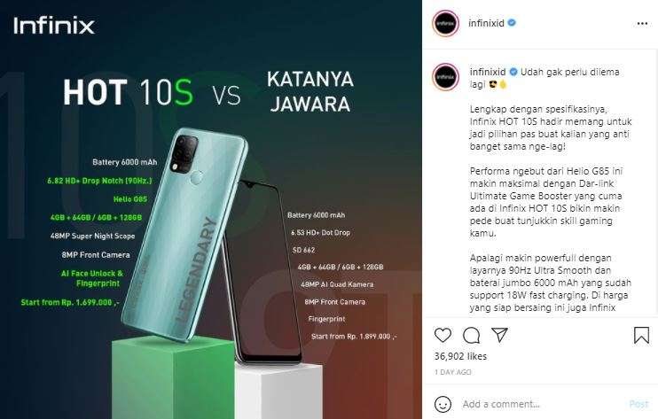 Unggahan Infinix ini menjadi viral di media sosial.