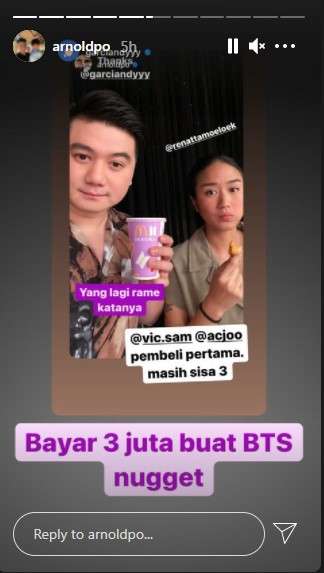 Chef Arnold Poernomo bayar 3 juta