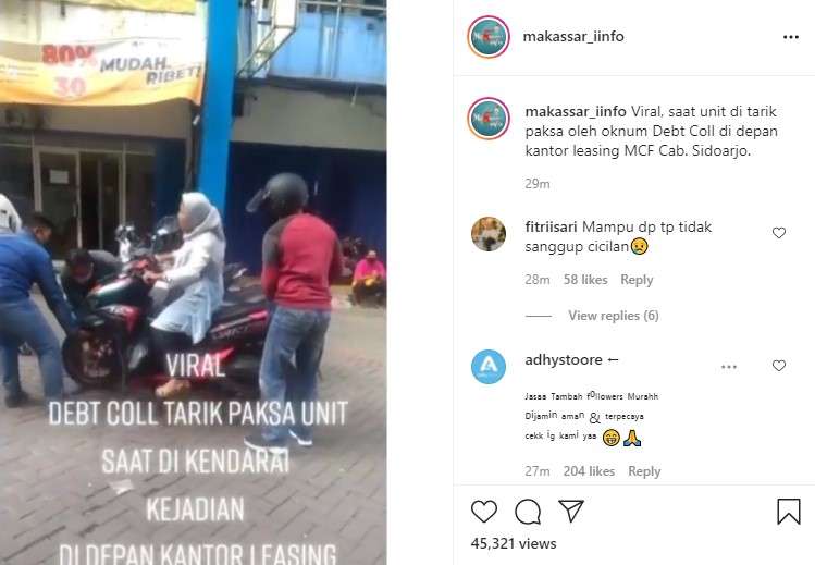 Debt Collector tarik paksa sepeda motor