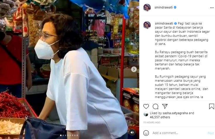 Sri Mulyani blusukan ke Pasar Santa.