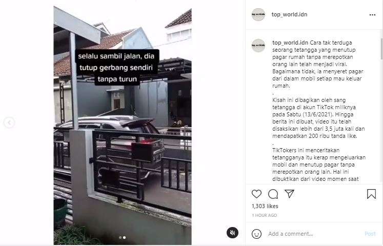 Cara unik pengemudi mobil menutup pagar rumah. Cara unik pengemudi mobil menutup pagar rumah.