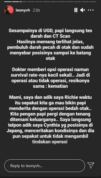 Ayah Leony meninggal dunia