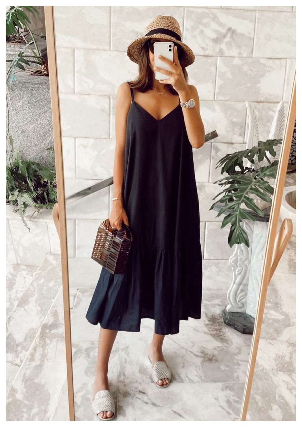 Flowy Linen Ruffle Dress
