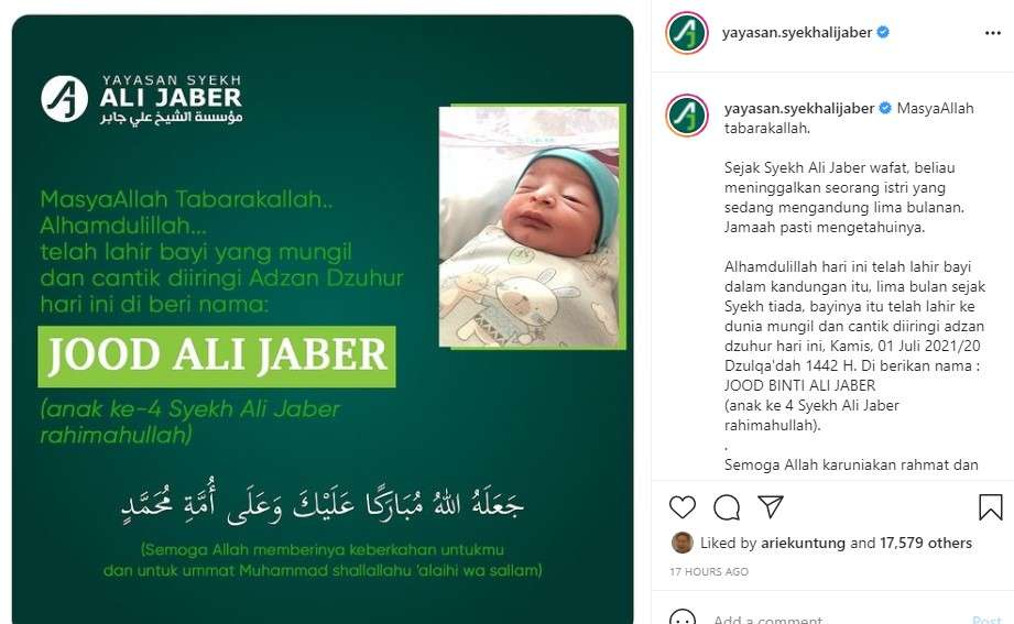 istri Syekh Ali Jaber melahirkan