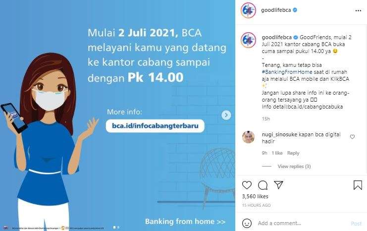 BCA tutup jam 14.00 selama PPKM Darurat.