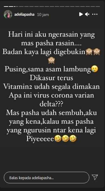Adelia Pasha cerita positif covid 19