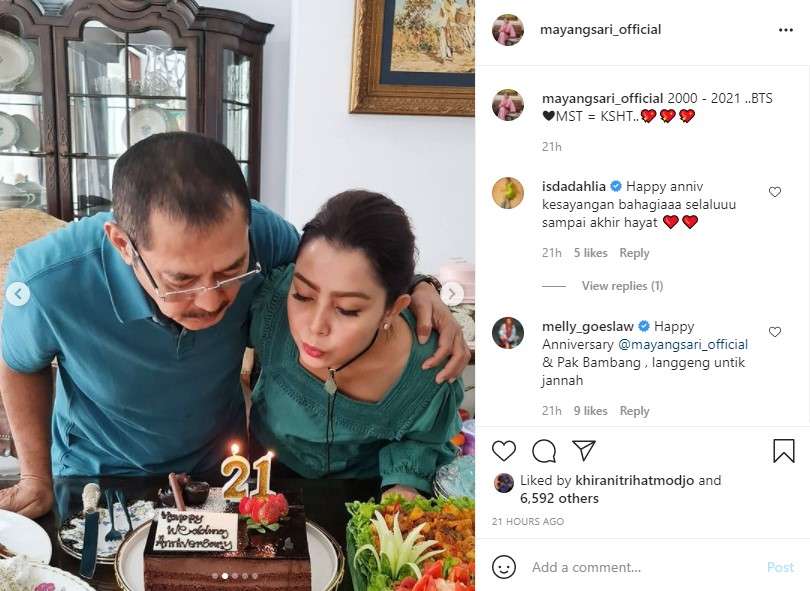 Mayangsari rayakan ulangtahun pernikahan