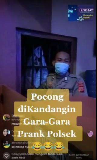Gagal prank polsek, pocong dikandangin.