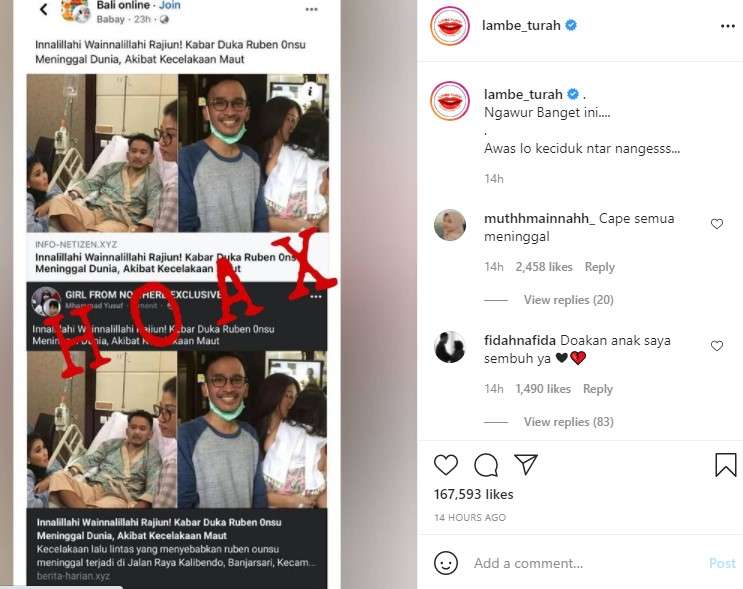 Ruben dikabarkan meninggal
