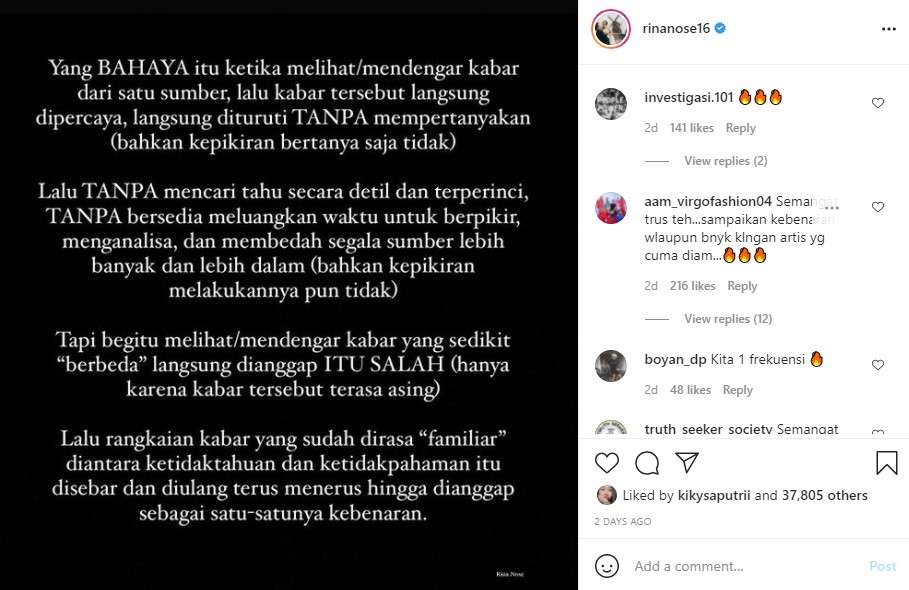 Unggahan Rina Nose