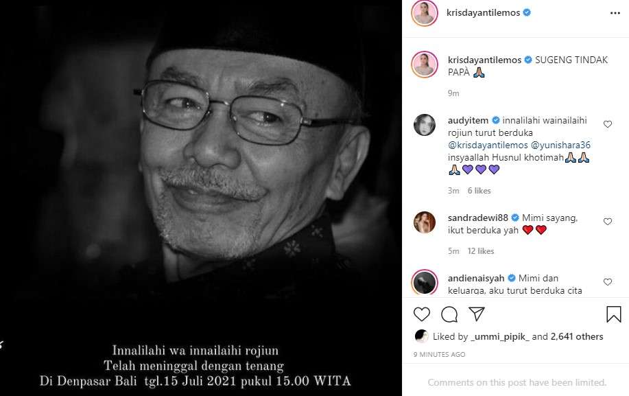 Ayah Krisdayanti meninggal dunia