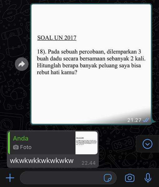 Deretan Chat Lucu Berisi Pertanyaan Menjebak yang Bikin Senyum-senyum Sendiri.