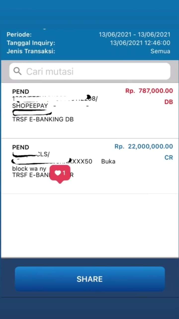 Tranferan Uang Hingga Puluhan Juta