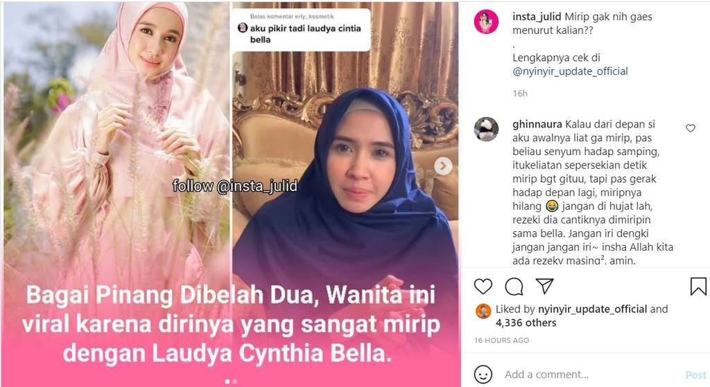 Wanita mirip Laudya Cynthia Bella