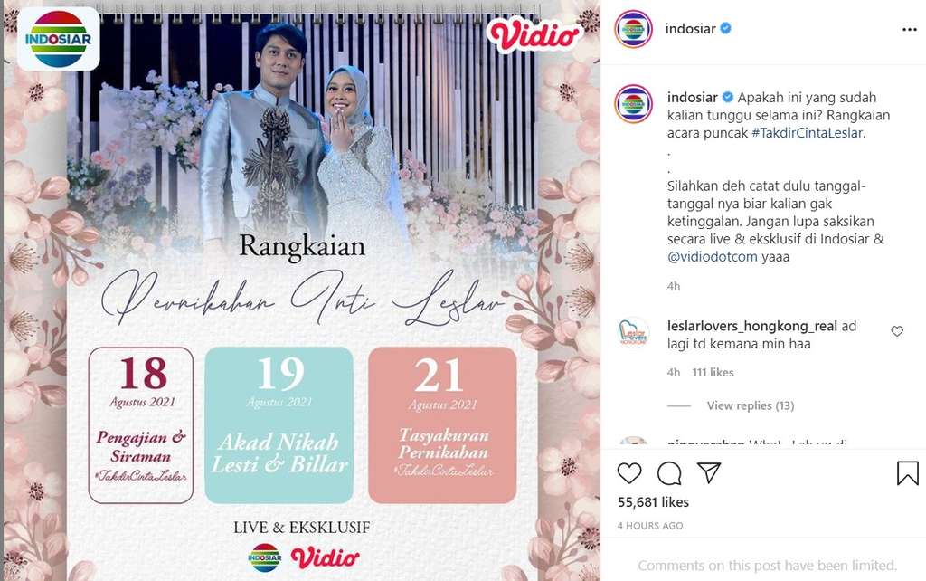 Tanggal pernikahan Rizky Billar dan Lesti Kejora