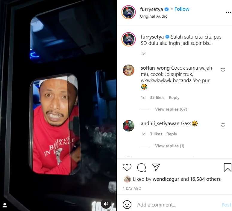 Furry Setya jadi sopir bus