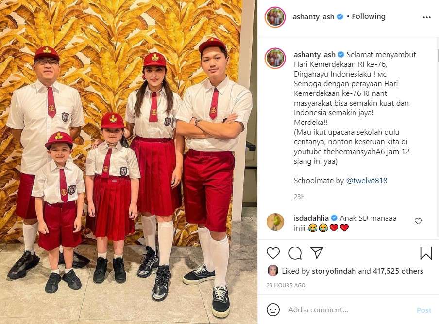 Keluarga Ashanty rayakan HUT RI ke 76
