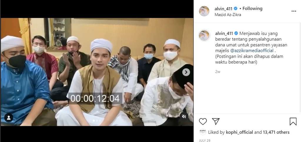 Klarifikasi Alvin soal tuduhan pakai dana pesantren