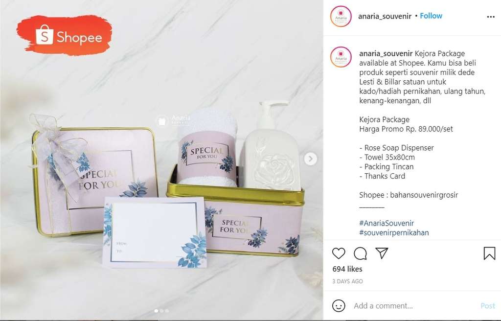 souvenir pernikahan Billar dan Lesti
