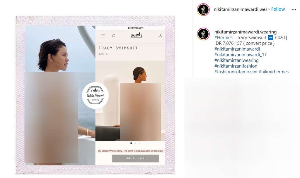 Harga baju renang Nikita Mirzani Harga baju renang Nikita Mirzani