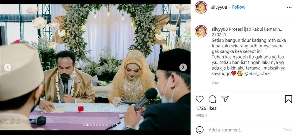 Silvy istri Ebel unggah momen Ijab qobul