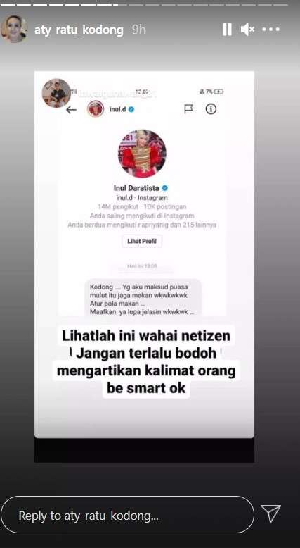Unggahan Aty Kodong dan klarifikasi Inul Daratista
