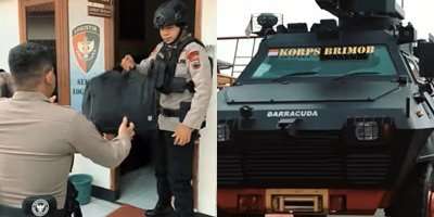 Anggota brimob bersiap