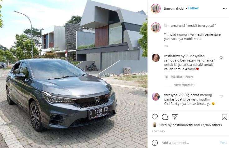 Mobil baru Larissa Chou.