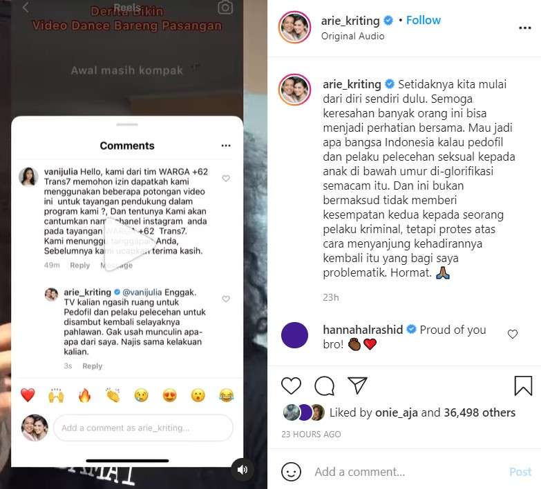 Unggahan Arie Kriting