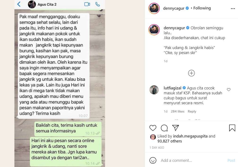 Unggahan Denny Cagur