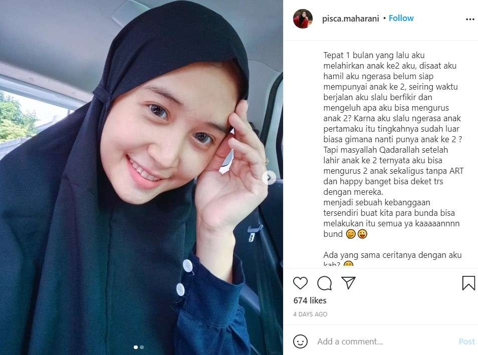 Unggahan Pisca Maharani pemeran Lastri Tukang Ojek Pengkolan