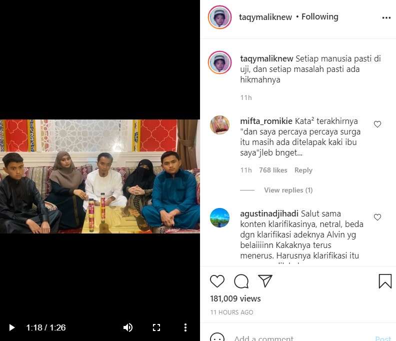 Klarifikasi Taqy Malik