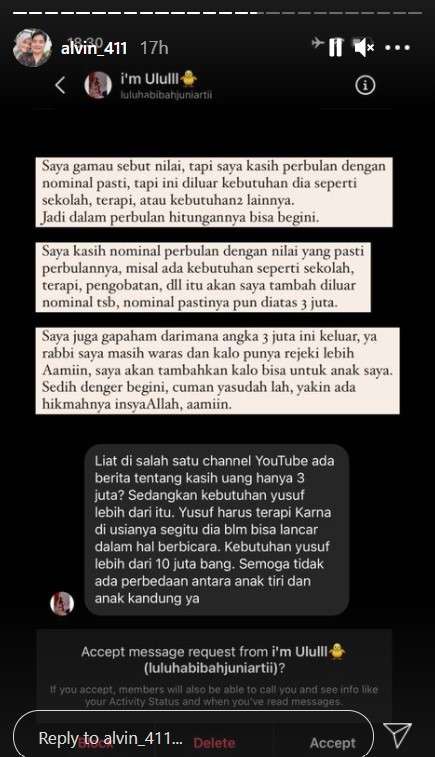 Klarifikasi Alvin soal bulanan 3 juta ke putranya