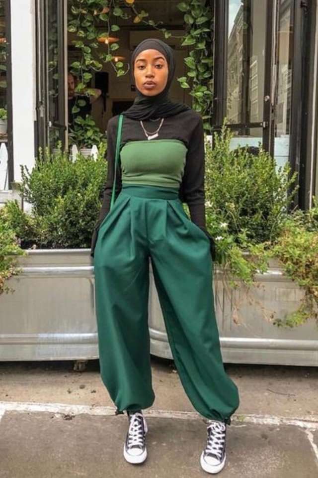 Fashion hijab crop top