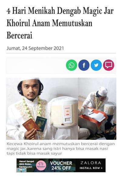 Pria Magelang bikin heboh, menikah dengan magic jar.