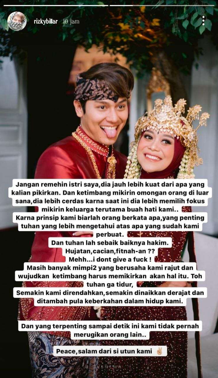 Rizky Billar geram karena rumah tangganya dihujat. Rizky Billar geram karena rumah tangganya dihujat.