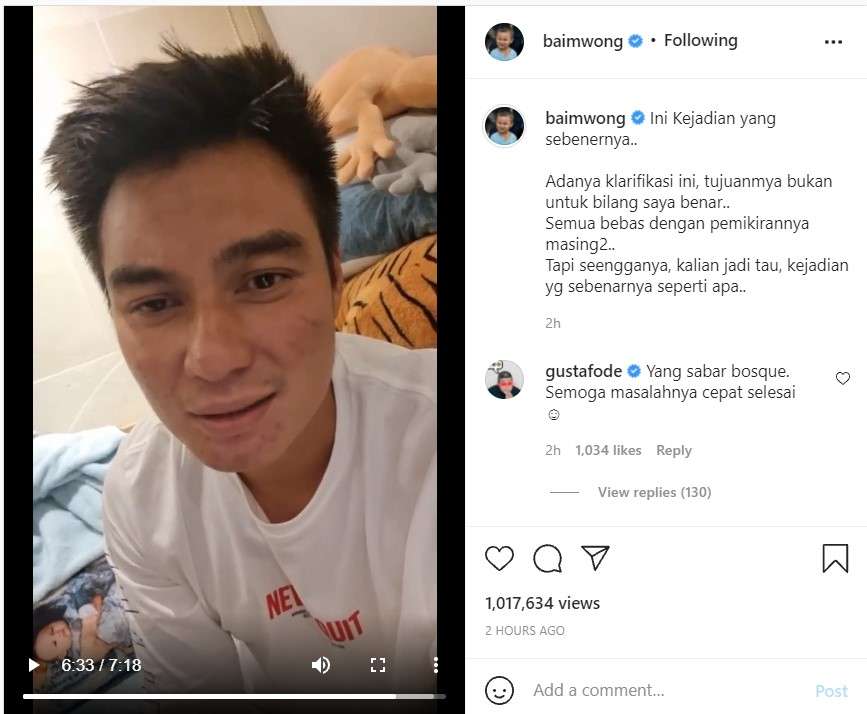 Baim Wong klarifikasi