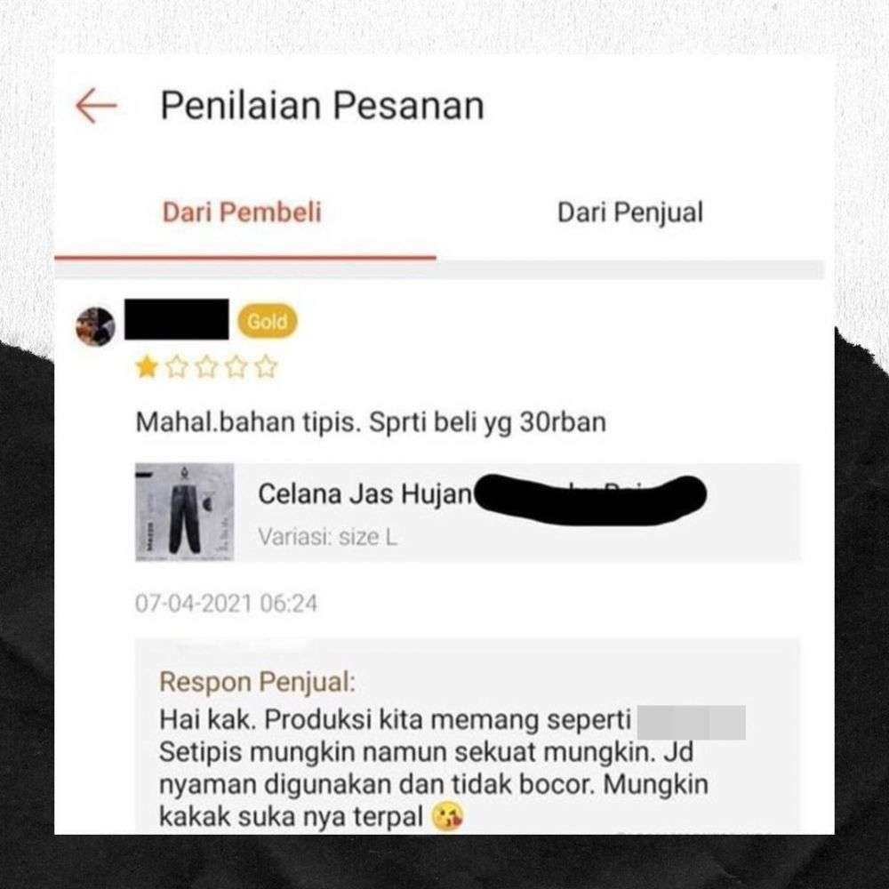 Seller-nya tetep nggak mau kalah dong